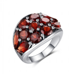 Suur h&otilde;bedane s&otilde;rmus 100% looduslik Mosambiigi punane granaadist v&auml;&auml;riskivi Peened ehted 925 sterling h&otilde;be naisele naisele kena uusaasta kingitus us ring size 7# punane