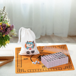 Hiina mini-mahjongi komplekt koos kandekotiga, 144 plaati, plaadid peoks roosa