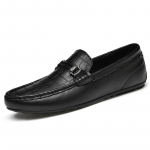 Four Seasons Retro Inglise stiilis Meeste esimene kiht Nahast krokodilli muster Beanie Flats Kingad Moodsad &auml;rijalatsid 38 must