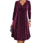 Naiste kleit, lilleline serv, kaelus, pikkade varrukatega A-joon avara litriga, pehme pullover p&otilde;lvedeni. 2XL punane