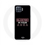 Coque pour Oppo A93 Blackpink in Your Area Logo Rose Fond Noir
