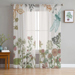 Maitsetaimed ja metslilled t&uuml;llkardinad elutoa kaunistamiseks Moodne loor Sifoonkardinad Magamistoa Sheer Voile 135W x 114H(cm)