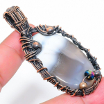 Natural Owyhee Opal Gemstone Handmade Copper Wire Wrap Pendant 2.76 k8o72