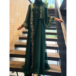 Eid Muslim Abaya naistele tikandiga kleit salliga kleit Dubai Araabia pikk r&uuml;&uuml; Maroko Abayas Kaftani pear&auml;tt Imeilus XL tumeroheline v&auml;rv