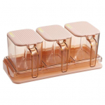 Spice Case riiulikomplekt, torkevaba seinale paigaldatav libisemisvastane maitseainete hoiustamisrest L&auml;bipaistev tolmukindel maitseainekarp lusikaga L oranž