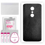 apgo Protective Skin Sticker for the back compatible with ZTE Axon 7, Wrap Film, Foil, Vinyl - Pattern Black Leather