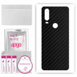 apgo Protective Skin Sticker for the back compatible with Motorola One Action, Wrap Film, Foil, Vinyl - Pattern Carbon Black