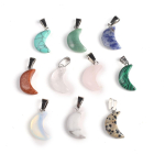 10 tk / pakk Kuu kujuga looduslikust kivist ripats Reiki tervendav kristall kvartsahhaat Erinevad v&auml;&auml;riskivid ehete valmistamise tarvikud 11x21 mm 10Pcs/11x21mm
