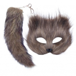 2 tk/komplekt Fox Masque saba komplekt T&uuml;drukutele Karvane mask Pika rebase saba komplekt Kunstkarusnaha Halloweeni kassisaba Cosplay Fox Wolf saba komplekt must