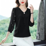 Ema pluusid Massiivne &scaron;ifoonist pluus vabaaja &otilde;hukesed ja ilusad pikkade varrukatega naiste s&auml;rgid riided M must