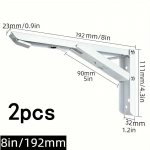 2tk kokkupandav riiuliklamber, vastupidav roostevabast terasest kokkupandav riiuliklamber pingilaua jaoks, ruumis&auml;&auml;stlik isetegemise kronstein 8 inches/2pc valge
