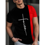 God Letters Pattern Tees Patchwork 3D Prinditud T-s&auml;rk Mood Kaelusega l&uuml;hikeste varrukatega Topid Suvised hingavad meeste T-s&auml;rgid Meeste multifilmi r&otilde;ivad S must