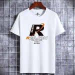 Vabaajar&otilde;ivad Meeste Luksuslik &uuml;mara kaelusega Puhast puuvillast T-s&auml;rk Funny R Print T&auml;navar&otilde;ivad Suvemood Vintage Y2k Style Top Oversized T-s&auml;rk S valge