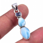Natural Republic Larimar, Kyanite 925 Prooviga Sterling H&otilde;bedast Ripats 1,75'' V7l83
