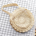 Straw Knitting Rannakott naistele K&auml;sitsi valmistatud Bohemia stiilis &otilde;lakottid diameter 40cm beež