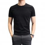 Suvine meeste topp O kaelusega avarad l&uuml;hikesed varrukad &uuml;hev&auml;rviline elastne &otilde;huke vabaaja keskmise pikkusega pullover igap&auml;evaseks kandmiseks Sport T-s&auml;rk L must