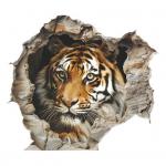 Breaking Wall Tiger WC kleebis Eemaldatav isekleepuv veekindel PVC elutuba Vannitoa seinakunst loomade tualettruumi kaane kaunistuskleebis Tiger