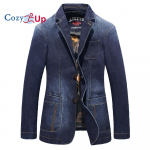Cozy Up meeste vintage sildikrae Denim teksad jakk Trench mantel M sinine