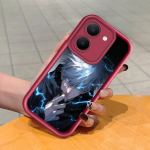 Pehme silikoonist ruudukujulise redeli mustriga telefoni&uuml;mbris, t&auml;ielikult kattev, kaamera p&otilde;rutuskindel kaitse, kummist &uuml;mbris Vivole Vivo Y02A must