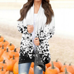 Naiste moe vabaaja tr&uuml;kitud keskmise pikkusega kardiganjakk L sinine