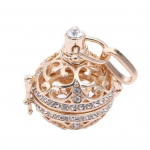 Retro Lady lilleline nikerdatud CZ Chime Bell Harmony Ball Locket Angel Caller kaelakee kuldne