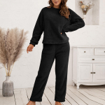 Naiste moodne s&uuml;gis- ja talvine komplekt, vaba vabaaja puhkeriiete &uuml;mberp&ouml;&ouml;ratav pl&uuml;&uuml;s, kaheosaline S