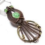 Carving Flower Gemstone Handmade Copper Wire Wrap Jewelry Pendant 2.56 y7w01
