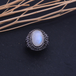 Natural Rainbow Moonstone Handmade 925 Sterling Silver Ring Size 10.5 i7o09