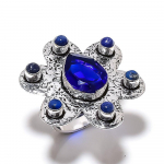 Natural Blue Topaz, Lapis Gemstone 925 Sterling Silver Gift Ring Size 7 c9k18