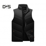 Meeste puuvillane vestiga krae varrukateta lukuga plekiga vest taskutega V&auml;rviblokeeritud triibulise disainiga paks soojusisolatsiooniga vest L hall