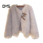 Auutmn Winter Lady Cardigan Coat karvane pl&uuml;&uuml;s pannal ja rihm Decor V kaelus pikad varrukad paksendatud &uuml;hev&auml;rviline kunstkarusnahast kootud kampsun jakk S khaki