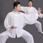 Tai Chi r&otilde;ivad Puuvillane ja siidist naiste treeningriided Meeste kevad- ja suver&otilde;ivad Wing Chun Tai Chi v&otilde;itluskunstide esitusr&otilde;ivaste &uuml;likond XXXL valge