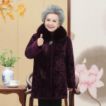 Talvised eakate riided, vanaema riietus, lammaste imitatsioon l&otilde;igatud kasukas, lisatud pl&uuml;&uuml;s, vanaproua riietus, ema paksendatud kasukas XL lilla