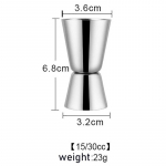 1 tk Bar Cocktail Jigger roostevabast terasest punase veini mahla jigger topeltpiirituse m&otilde;&otilde;tetass kodubaari peobaari tarvikutele 15and30cc h&otilde;be