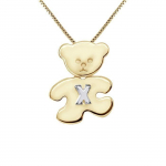 LEA &; ARTHUR - Laste ripatsi motiiv (KARUPOEG) kollaseks kullatud ja; (Kiri) H&otilde;bedane 925 tuhandeid roodiumiga kaetud