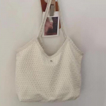 Mood naiste l&otilde;uend &otilde;lakotid Naistele Lihtne ostukott Puhtav&auml;rviline kangas Suure mahutavusega Ostlejate kandekotid Rannakott 33x10x27cm valge