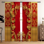 2 tk. Aasta Dragon Festivali kardinate komplekt &ndash; s&auml;rtsakas kevadine disain, kaasaegne tr&uuml;kitud, ideaalne elutuppa, magamistuppa k&ouml;&ouml;ki kodukaunistuseks W60H60(CM)x2pcs&HOOK