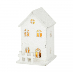 Snow Cabin Mini j&otilde;ulutule LED-valgusti puidust maja valge lumehelbega h&otilde;&otilde;guva lossi helendav t&ouml;&ouml;laud