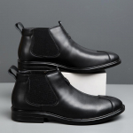 Klassikalised meeste kingad Retro Stiil Meeste Saapad S&uuml;gis Elegants Mood Disain Kingad Mugavad Pehmed Meeste Mustad Chelsea Saapad 6.5 must