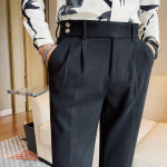 Meeste p&uuml;kskost&uuml;&uuml;mi p&uuml;ksid S&uuml;gis Talv Paksud &Auml;rip&uuml;ksid Meeste Formaalp&uuml;ksid Korea Slim Fit Villased Formaalp&uuml;ksid 28 must