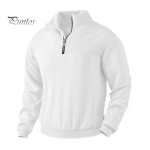 Meeste kevad-talvine kampsun &uuml;hev&auml;rviline pikkade varrukatega kootud paks elastne slim-fit p&uuml;stkrae lukuga pullover dressipluus igap&auml;evaseks kandmiseks M valge