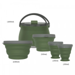 3/4/5 tk Silikoonist Kokkupandav Veekeetja Matkamine Vee Keetmiseks Pott Lekkekindel Tee Kohvi Tass Kruus V&auml;litingimuste Lauan&otilde;ud Kuumuskindel. 5pcs set roheline