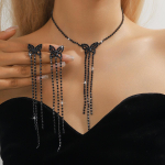 Kvaliteetne liblikakujuline pikkade narmastega kaelakee k&otilde;rvar&otilde;ngaste komplekt, kaheosaline kallikee k&otilde;rvar&otilde;ngaste komplekt