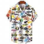 Suvi Meeste Hawaii S&auml;rgid 3D Tr&uuml;kk Kala Graafika Mood N&ouml;&ouml;p L&uuml;hikeste Varrukatega Rev&auml;&auml;r T&auml;navamood Hawaii Pluuss&auml;rgid 3XL