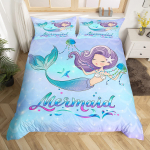 Roosade juustega merineitsi tekikott Veealune elu tekikott Ookeani teema Mereline elu Voodipesu 3 tk Laste t&uuml;drukute toa sisustuseks 70x133cm 2pcs