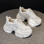 Suvised v&otilde;rkjalatsid naistele S&uuml;gis K&otilde;ik sobivad Rhinestone tennised, naiste paksu tallaga vabaaja spordijalatsid naiste tennised tennised 35