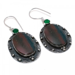 Bloodstone, Diopside 925 Sterling Silver Jewelry Earring 2.21 v0q95