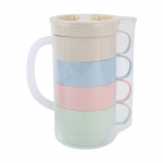 4 tk korduvkasutatavast keskkonnas&otilde;bralikust plastist biolagunevast nisuk&otilde;rrest tassi joogitopsi komplekt Joogiveekeetja Kaasaskantav veekeetja komplekt piknik 1500-2000ml