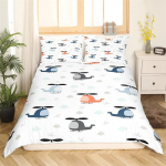 Lennukite tekikate Lennukid, mis v&otilde;itlevad &otilde;hulennunduses Lennujaama helikopterid ja reaktiivlennukid Multifilmi stiilis tuba, kaunistus poistele t&uuml;drukutele kingitus 180x210cm 3pcs