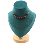 Pierres et Min&eacute;raux. Collier 10 perles Oeil de Tigre rouge mat 8 mm. Chaine en acier Collier femmes, hommes. Taille personnalisable.